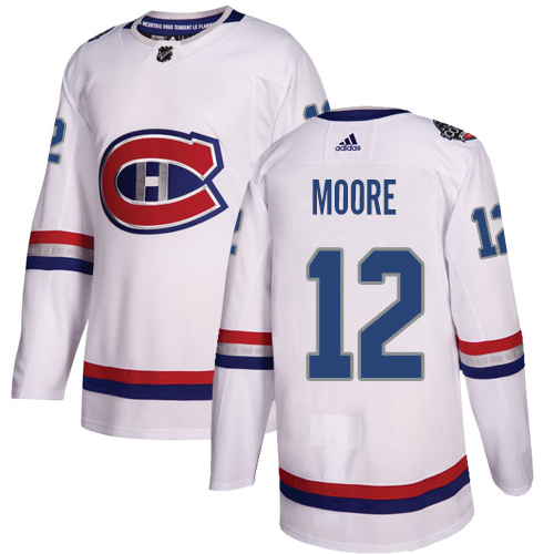 Adidas Canadiens #12 Dickie Moore White Authentic 100 Classic Stitched NHL Jersey - Click Image to Close